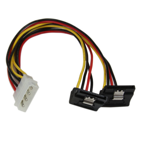 STARTECH.COM 12in 4Pin Molex to Dual Right Angle Latching SATA Y Splitter PYO2LP4LSATR